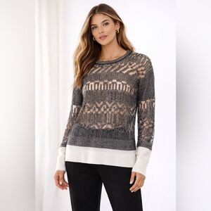 Alexander Wang Burnout Fair Isle Sheer Wool Sweater | Small